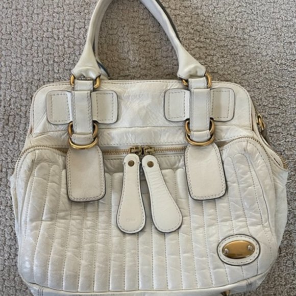 Coach - Chloe Bay Satchel - Ivory Cream Leather - Tote Handbag Purse - Picture 1 of 3
